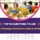 Preschool kids eating and talking in class with text: Top 10 Questions to Ask Before Choosing a Preschool in Noida.